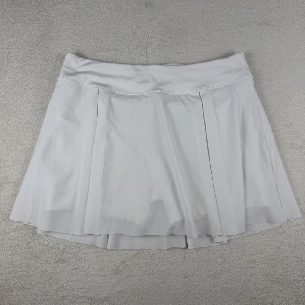 Nike Dri-Fit Standard Fit‎ Pleated Women L Golf Skirt Skort White Athletic